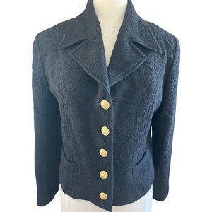 The Limited Vintage Black Boucle Wool Blazer with Gold/Brass Buttons Size Medium
